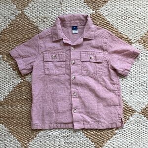 Old Navy Kids’ Pink Linen/Cotton Button Down Short Sleeve Shirt - Size 3T